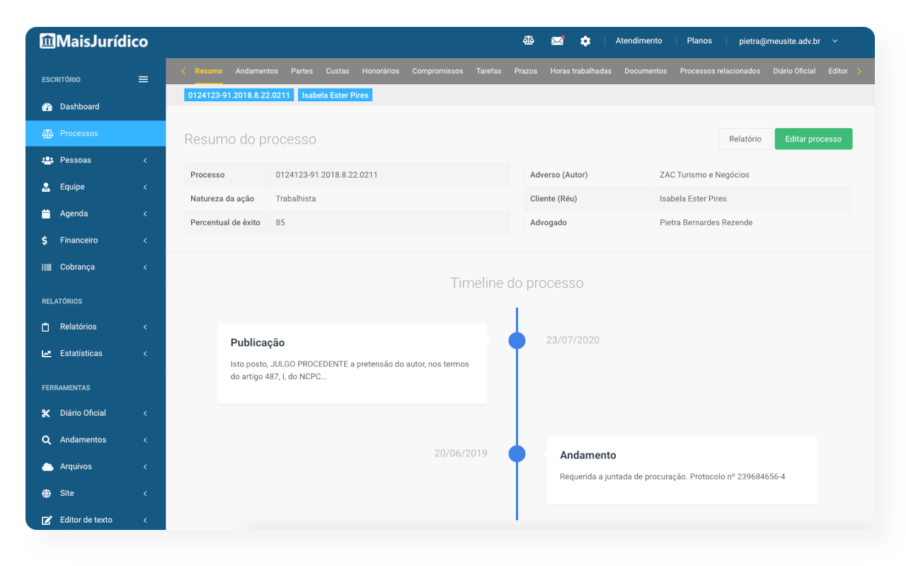 Print do Software para Advogados